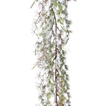 Ghirlanda di piante artificiali larice ZAPLIN, innevata, verde-bianca, 180 cm
