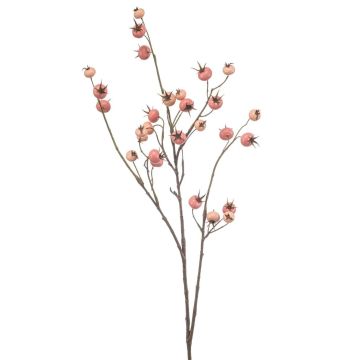 Ramo decorativo rosa di patata FRAVON con bacche di rosa canina, rosa pesca, 100 cm