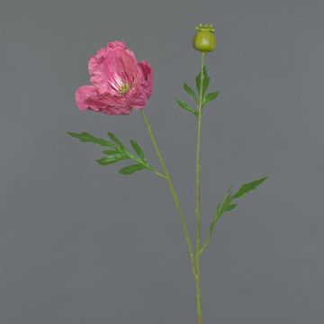 Fiore di papavero decorativo EDESSA, rosa scuro, 80 cm