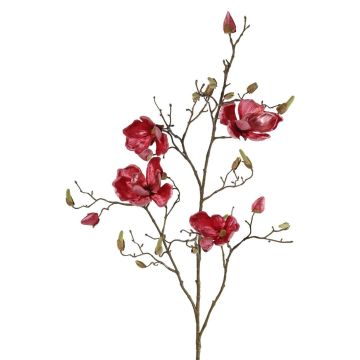 Ramo di magnolia artificiale in velluto JACKA, rosa scuro, 105 cm