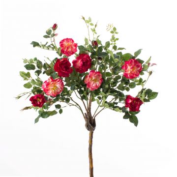 Cespuglio rose finto ROSALIA, tronco artificiale, fiori, fucsia, 135cm