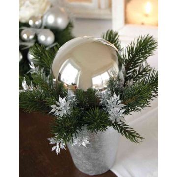 Composizione di abete artificiale SKELLA in vaso decorativo, palla, argento, 20cm