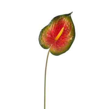 Anthurium di simulazione JASMINA, verde-rosso, 75cm, 14x18cm