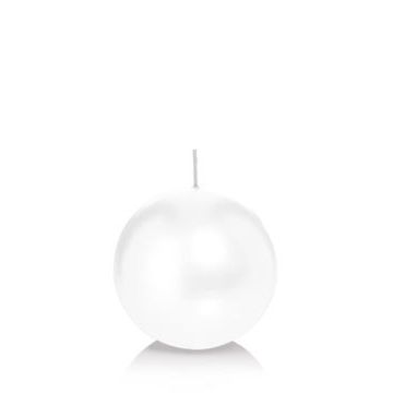 Candela di cera sferica MAEVA in foglio di cellophane, bianco, Ø8cm, 25h - Made in Germany