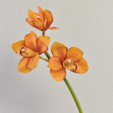 Ramo artificiale di orchidea cymbidium SERAPHINA, arancione-giallo, 45cm