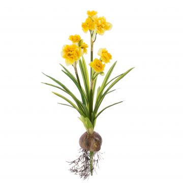 Narciso sintetico NEVIA, con bulbo, giallo, 45cm, Ø3-6cm