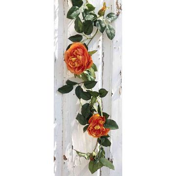 Ghirlanda decorativa di rosa centifolia CRISTIANA, arancione, 180cm, Ø6-9cm