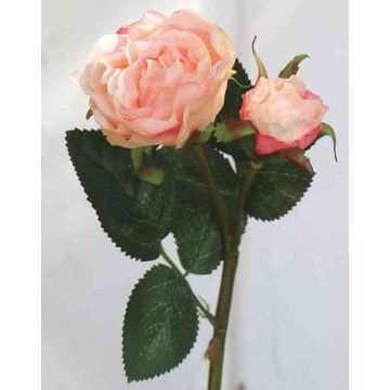 Rosa artificiale QUEENIE, albicocca-rosa, 30cm, Ø3-5cm