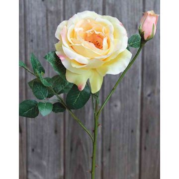 Rosa artificiale KAMILA, giallo, 40cm, Ø13cm