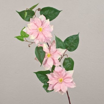 Ramo di clematis di simulazione SALIYA, rosa-bianco, 80cm, Ø14cm