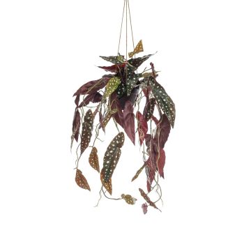 Begonia artificiale in sospensione VIALO, vaso decorativo, verde-bianco, 80 cm