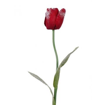 Tulipano finto PILVI, effetto brina, rosso, 65cm, Ø5cm
