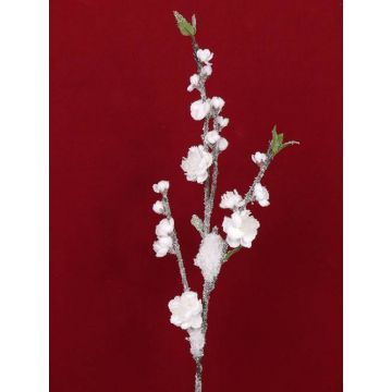 Ramo di pesco sintetico NANTA, fiori, innevato, bianco, 80cm