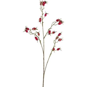 Ramo artificiale rosa canina GLUHEN con bacche di rosa canina, glitter, rosso, 75 cm