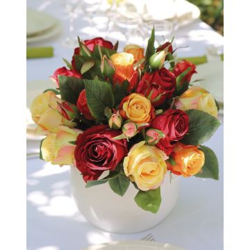 Boquet di rose artificiali MOLLY, rosso-arancione, 30cm, Ø25cm
