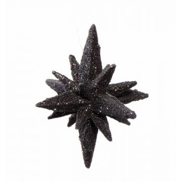 Stella di Natale artificiale BANDY, 3D con glitter, nero, Ø7,5cm