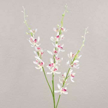 Ramo di fiori artificiali orchidea Cymbidium MONDEGO, bianco-rosa, 95 cm