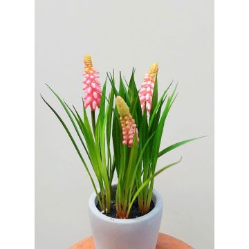 Fiore artificiale muscari NARMADA in vaso di cemento, rosa, 20 cm