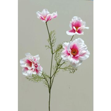 Ramo decorativo con fiori di calendula PRESTIOSA, bianco-rosa, 75 cm