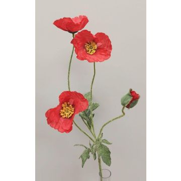 Ramo di papavero artificiale OXANDRINE, rosso, 60 cm