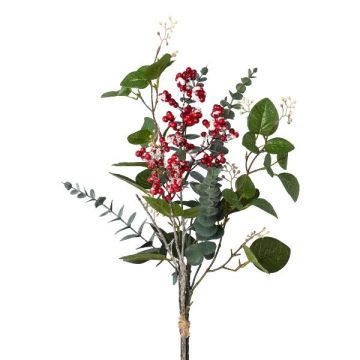 Mazzo di eucalipto artificiale MERSA, innevato, rosso-verde, 60 cm
