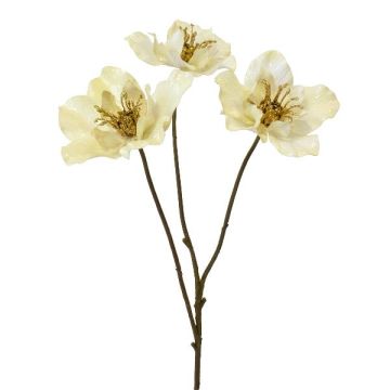 Ramo artificiale rosa di Natale FLOMKE, metallizzato-crema, 55 cm