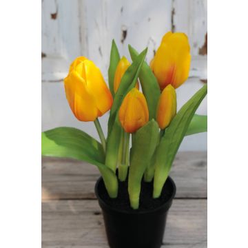 Tulipano artificiale CAITLYN in vaso decorativo, giallo-arancione, 25cm, Ø2-6cm