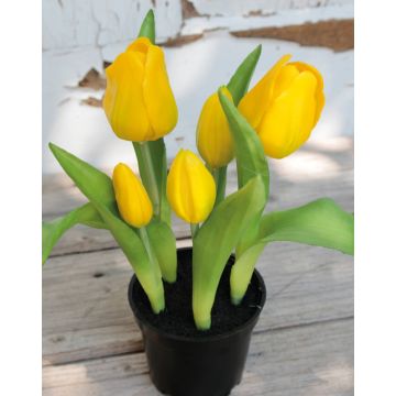 Tulipano artificiale CAITLYN in vaso decorativo, giallo-verde, 25cm, Ø2-6cm