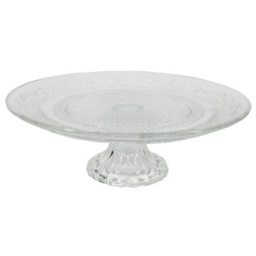 Piatto da torta su piedistallo ALVATIR, vetro, motivo, trasparente, 7,8 cm, Ø 14,5 cm