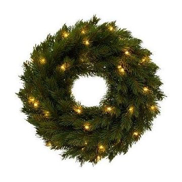 Ghirlanda artificiale di abete JOTRA, LED, batteria, crossdoor, verde, Ø40 cm