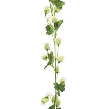 Ghirlanda di luppolo artificiale MUYOU con fiori, crema, 180 cm
