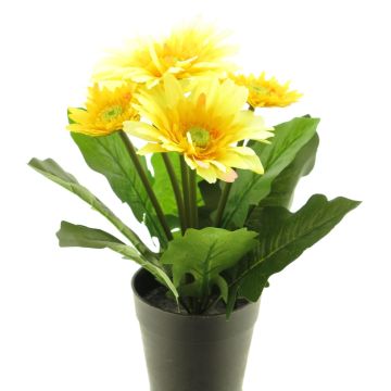 Gerbera artificiale XIAOOU in vaso decorativo, giallo, 25cm
