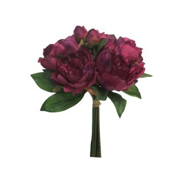 Bouquet di peonie artificiali LINYUAN, viola scuro, 35 cm