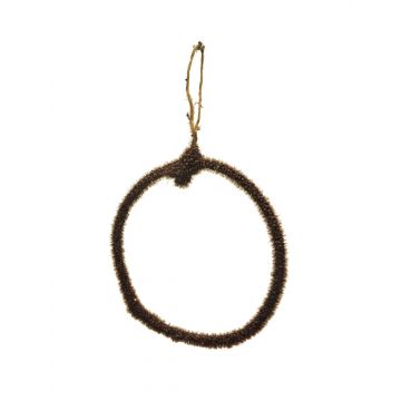 Anello decorativo in metallo HELIJIA da appendere, floccato, marrone, Ø15cm