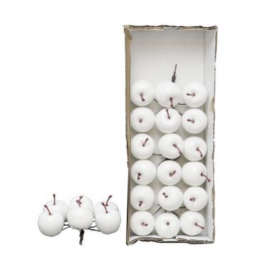 Mele artificiali YANWEN, 24 pezzi, bianco lucido, Ø3,5 cm