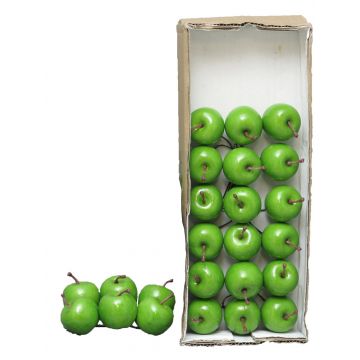 Mele artificiali YANWEN, 24 pezzi, verde chiaro lucido, Ø3,5 cm