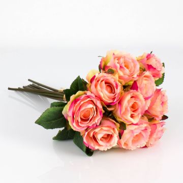 Mazzo di rose finte MOLLY, rosa-giallo, 35cm, Ø20cm