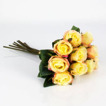 Mazzo di rose finte MOLLY, giallo-rosa, 35cm, Ø20cm