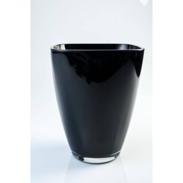 Vaso nero YULE, angolare, in vetro, 17x13x13cm