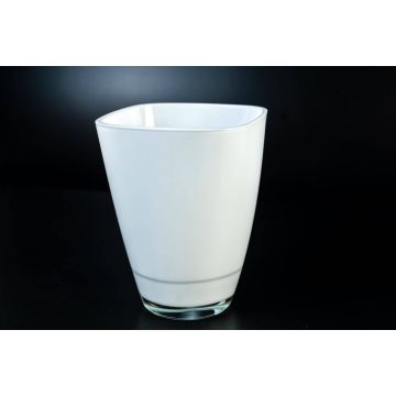 Vaso bianco YULE, angolare, in vetro, 17x13x13cm