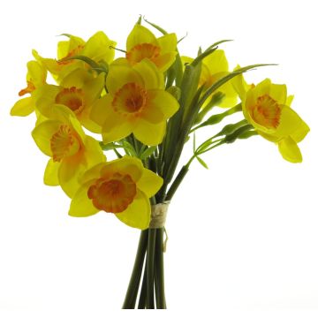Bouquet di narcisi artificiali MUFAN, giallo-arancione, 25 cm