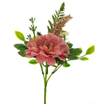 Bouquet di gerbera artificiale ANFAN con felce, stelo, rosa-crema, 25 cm