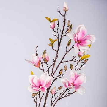 Ramo di magnolia artificiale LILO, fucsia-bianco, 110cm, Ø5-9cm