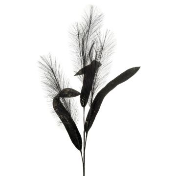 Ramo di canna in schiuma plastica ZIGOR con glitter, nero, 110 cm