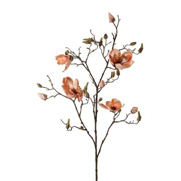 Ramo di magnolia artificiale in velluto JACKA, salmone, 105 cm