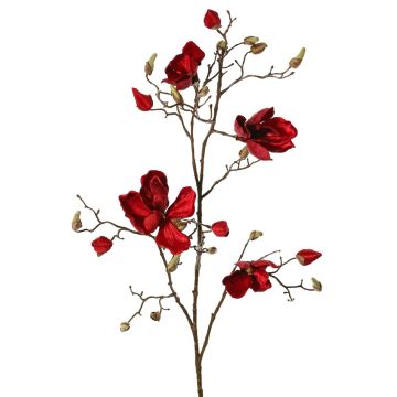 Ramo di magnolia artificiale in velluto JACKA, rosso, 105 cm