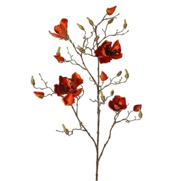 Ramo di magnolia artificiale in velluto JACKA, arancione scuro, 105 cm