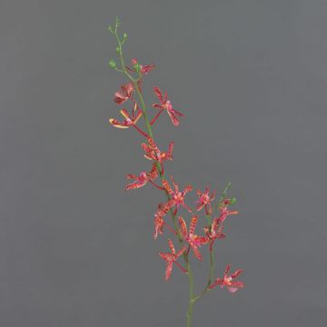 Ramo di orchidea Cattleya artificiale TRASSA, rosso-arancio, 80 cm