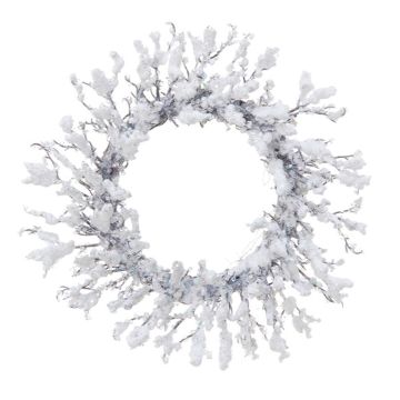 Corona artificiale di salice EZIO, innevata, bianca, Ø30cm