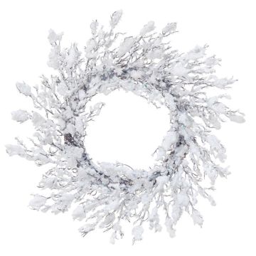 Corona artificiale di salice EZIO, innevata, bianca, Ø45cm